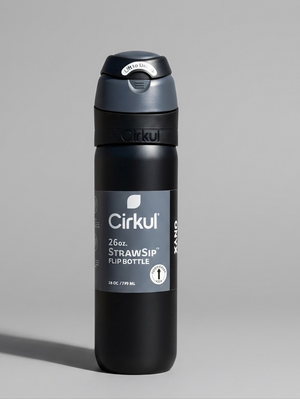 Cirkul 26oz StrawSip Flip Water Bottle, Stainless Steel, , Onyx (Black)